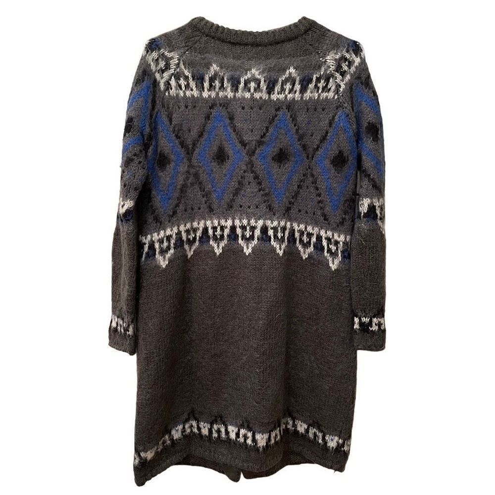Free People Cardigan Women XS Fair Isle Chunky Celtic Longline Duster Cottagecor - Picture 2 of 7